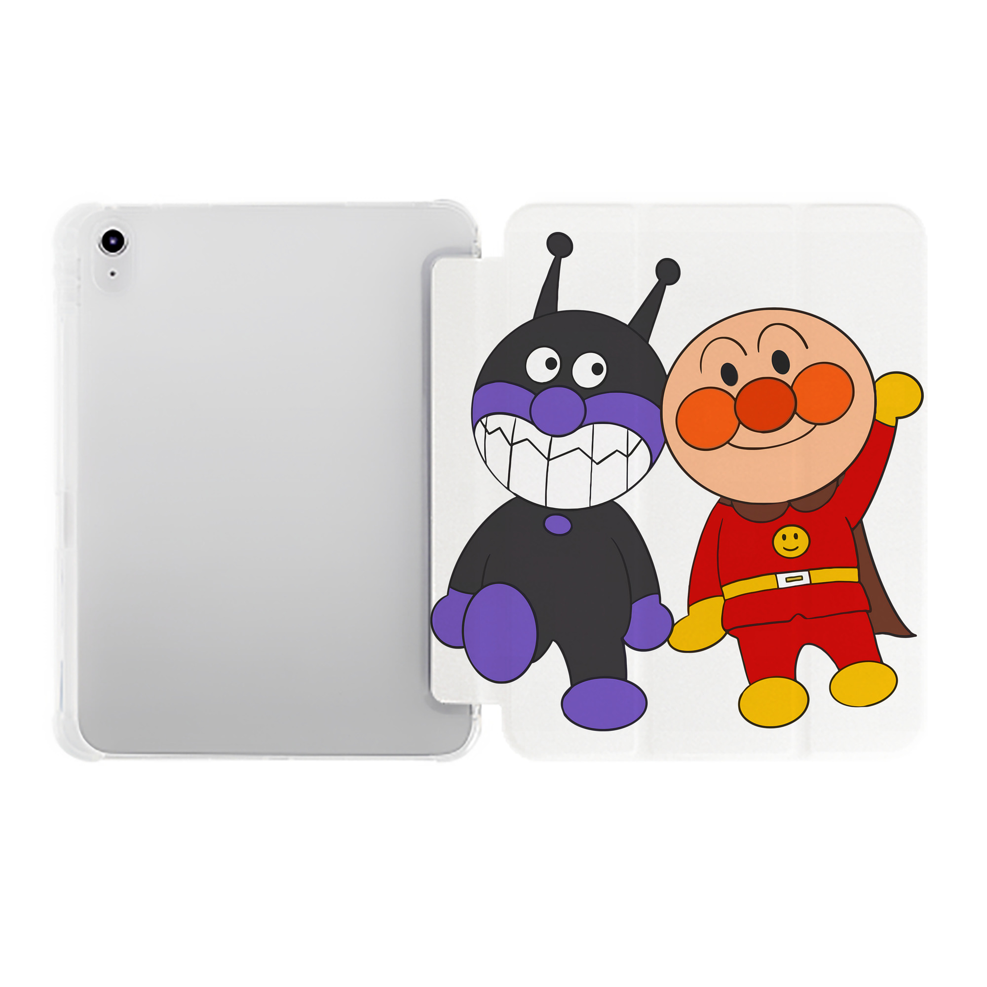（画像用） アンパンマン Anpanman IPad ケース ペン収納付き 三つ折りスタンド PUレザー×シリコン 対応機種9.5/10.5/10.9インチ